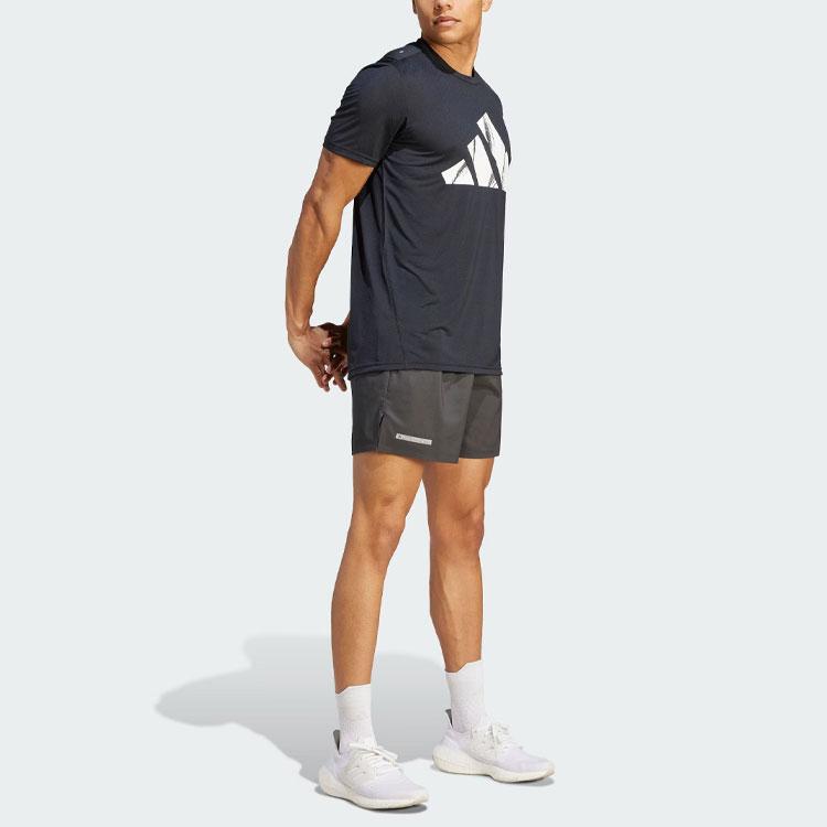 adidas Футболка для бега с логотипом Brand Love, мужские топы, черные HZ4512