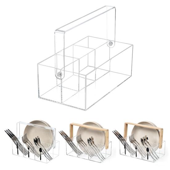 Подставка для столовых приборов Органайзер для вилок и ложек Прочная конструкция Большая вместимость Прозрачный дизайн Коробка для хранения посуды Подставка для столовых приборов