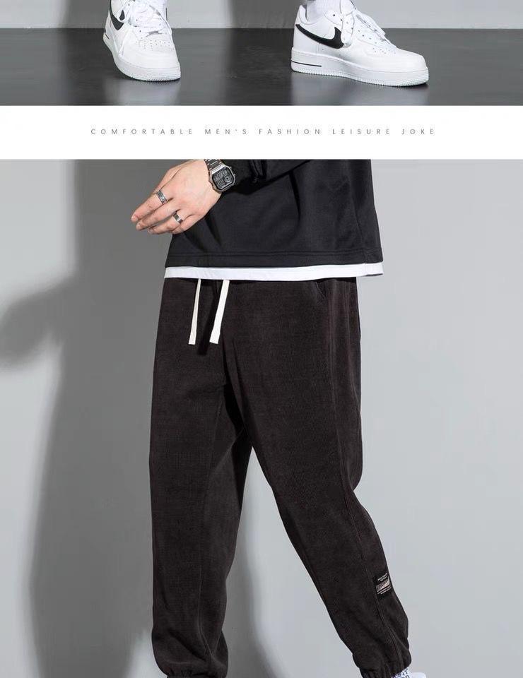 Corduroy-Velvet Men's Loose Drawstring Work Wear Pants 2024 - Casual, All-Match Sweatpants Trousers