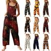 Women's Fashion Halloween Print Casual Vintage Sleeveless Button Jumpsuit