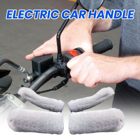 1 комплект зимней накладки на руль, мягкая на ощупь, толстый плюш, морозостойкая, противоскользящая, однотонная, универсальная, моющаяся накладка на руль мотоцикла