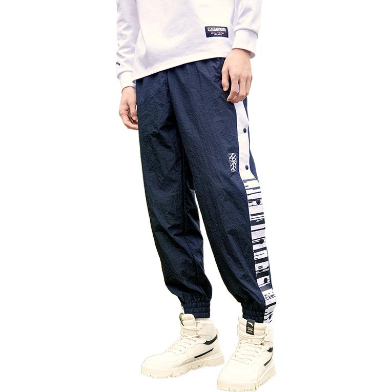 Anta Мужские спортивные брюки с ткаными манжетами на контрастных пуговицах, черные 172221501-1