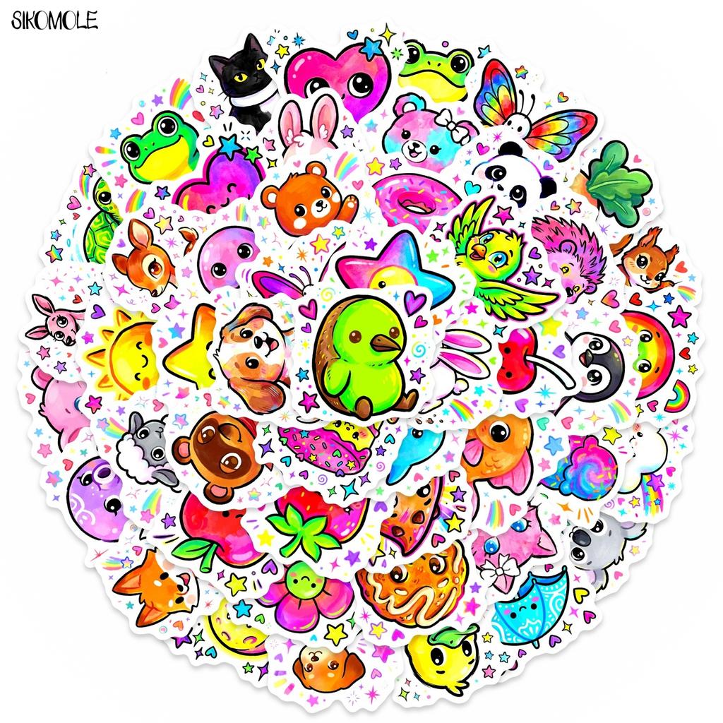 10 30 50Pcs Cartoon Animal Cute Stickers Shining Food Diy Book Skateboard Guitar Luggage Suitcase Decoration Graffiti Sticker