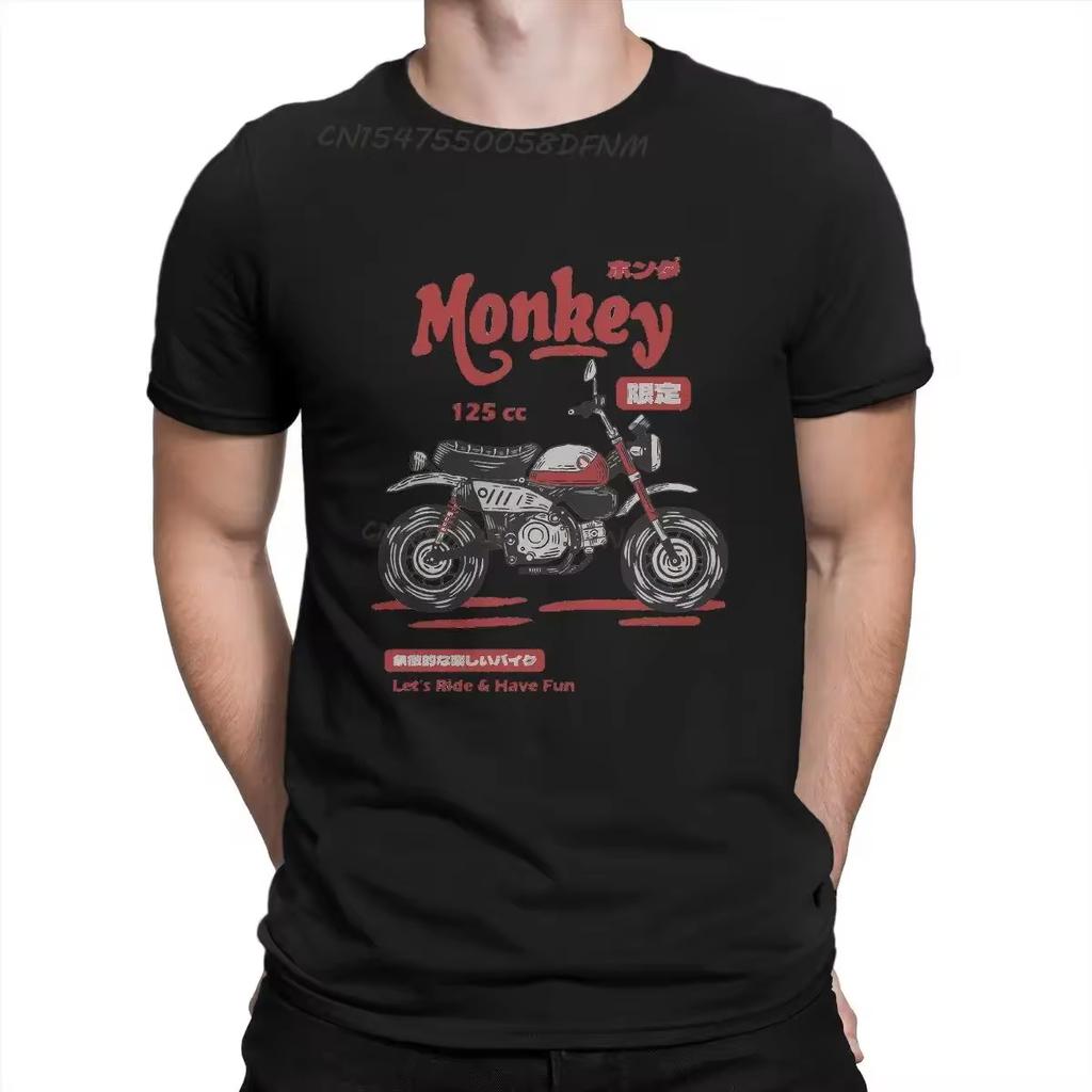 Honda Monkey Black Edition Классическая мужская футболка Мотоциклетные гонки Летние топы Мужские футболки Футболка из чистого хлопка Vinatge