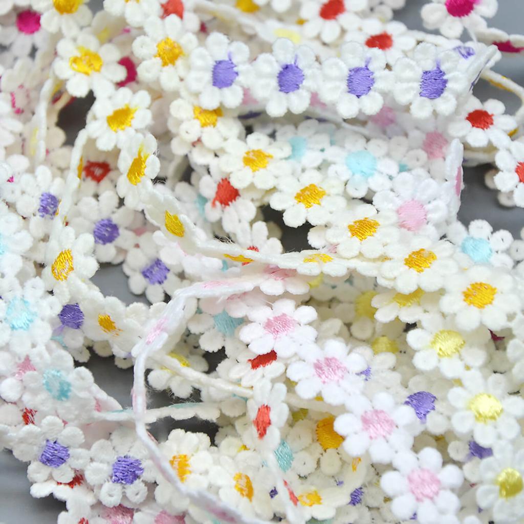 2 Yards Assorted Color Daisy Flower Trim, Embroidery Fabric Sewing Accessories Craft Supplies 14mm