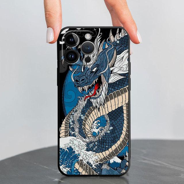 Black Soft Phone Case For Iphone 12 Mini 13 Pro 8 Plus 7 6s Se 11 14 Pro Max Xr Xs X Cover Fashion Chinese Tiger Dragon Shell