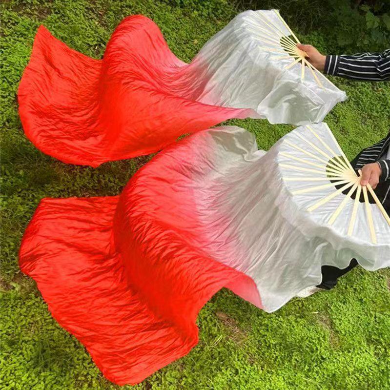 Длина Продажа Танцевальный веер Градиент Танцор Практика Имитация Длинные веера Танцевальный реквизит для выступлений Белый