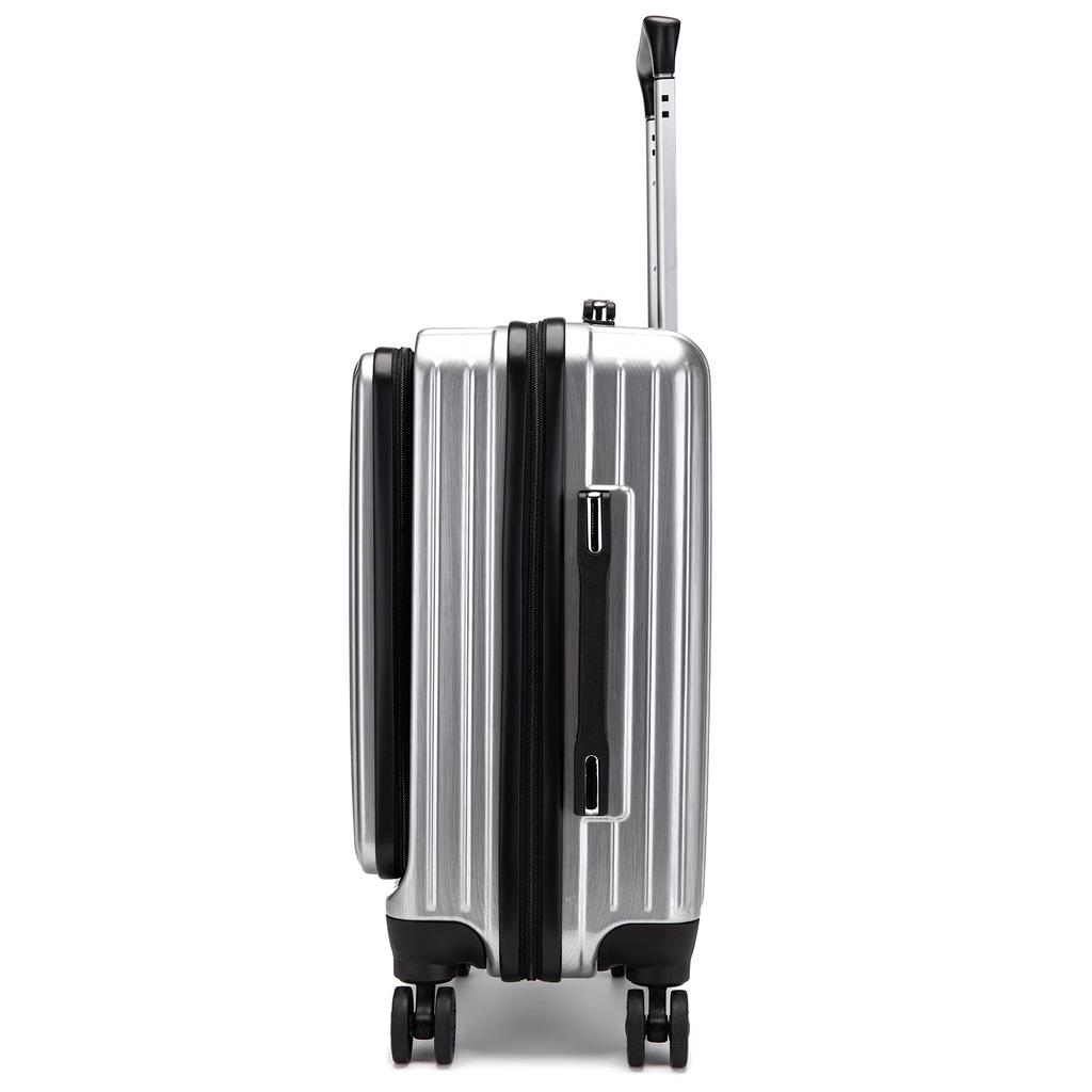 PC Front 8 Wheel Silent YKK Business Carry NF001 [New Face] [Kobe Liberal] Carry-on, Compatible, Open, Casters, Zipper, Suitcase, (Silver Hairline)
