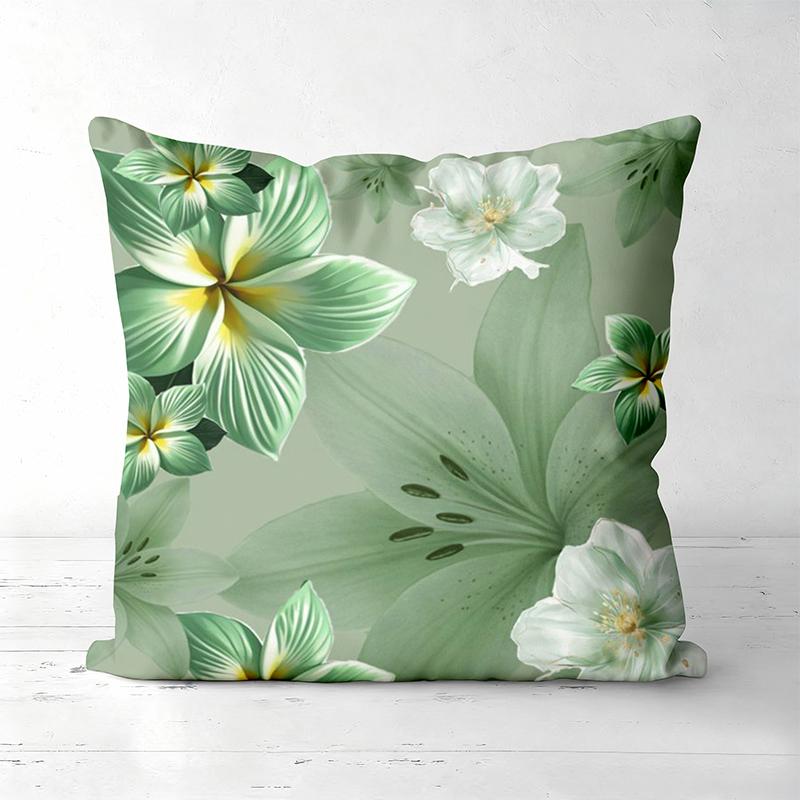 Green Floral Butterfly Printed Decorative Throw Pillow Cases Polyester pillowcase, sofa decorative cushion cov Headboard Pillow