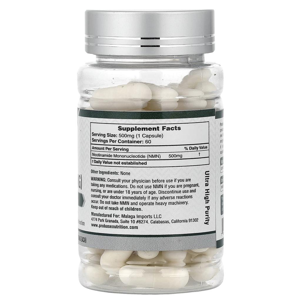 Probase Nutrition, NMN, 500 мг, 60 капсул