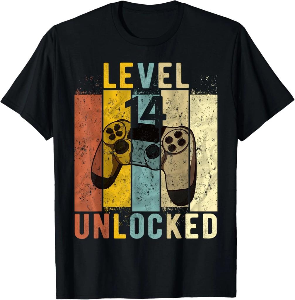 14th Birthday Level 14 Unlocked Video Gamer Gift Unisex T-Shirt