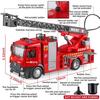 Игрушечная пожарная машина в масштабе 1/24 с металлической кабиной, световой и звуковой сиреной, рабочим водяным насосом и выдвижной вращающейся спасательной лестницей, игрушкой с фрикционным приводом
