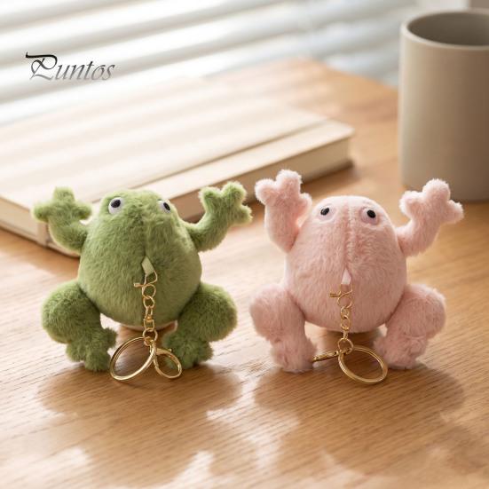 Unique Animal Key Chain Cute Frog Plush Keychain, Soft Stuffed Pendant with Raised Paw, Cartoon Gift for Lovers Bag Charm Backpack, Mini Doll
