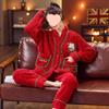 2025 Autumn/Winter Women's Santa Collar Flannel Pajamas Set - Thick, Loose Homewear 