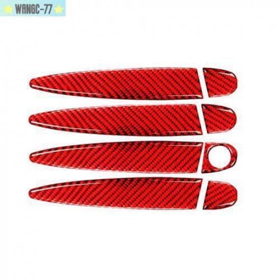 Red Carbon Fiber Car Door Handle Cover Trim For BMW 3 Series E90 E92 05-12 New