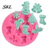 Festive Decoration Mold Christmas Silicone Mold, with 8 Christmas-Themed Shapes, Non-Stick Durable Handmade Soap Easy Clean for Chocolates Fondant