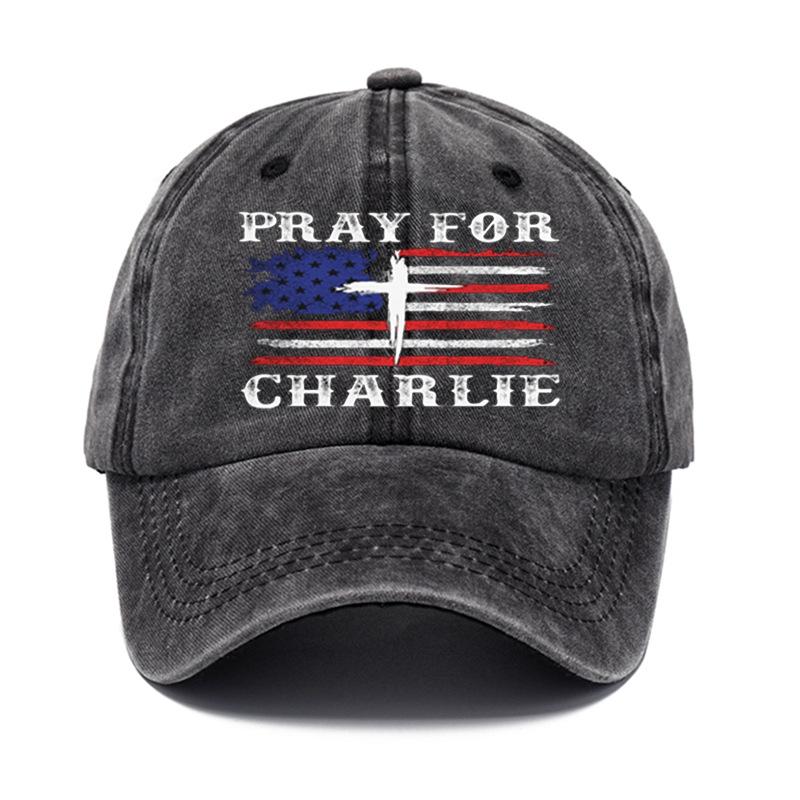ZHero Charlie Kirkt Washed Cotton Hat Men's Printed Vintage Old Soft Top Baseball Cap