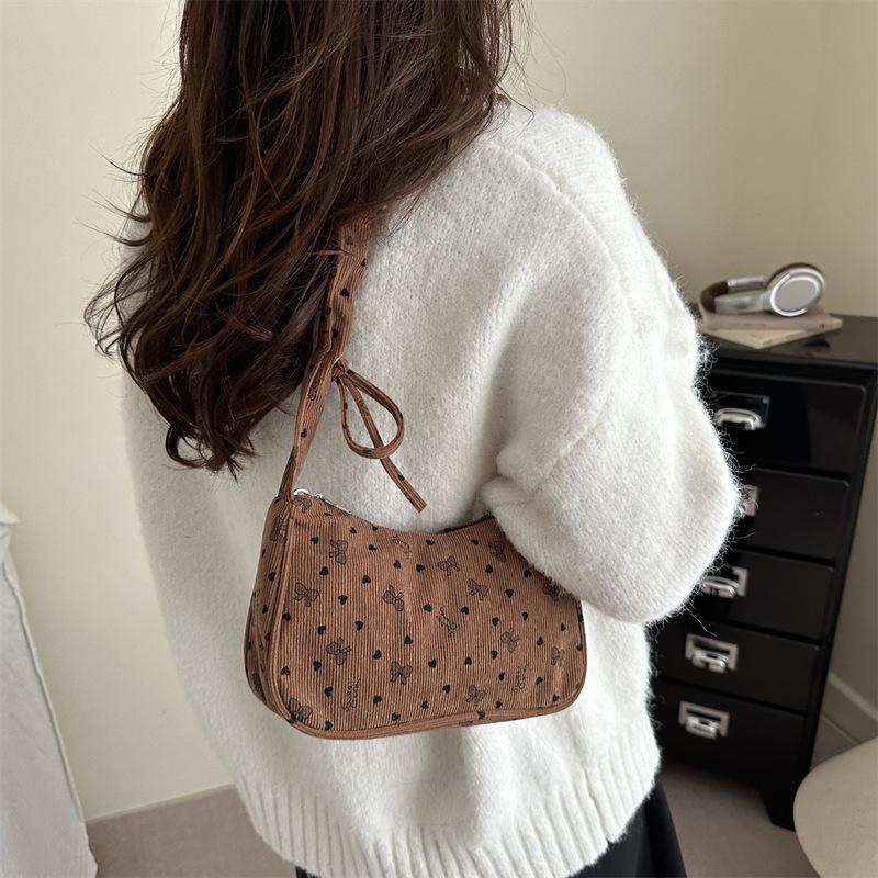 Corduroy Polka Dot Ruffle Crossbody Bag - Autumn/Winter 2025 Collection