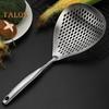 Большой скиммер с прорезями, сверхмощный пищевой фильтр из нержавеющей стали, ложка-фильтр для пельменей, лапши, сверхмощное сито для макарон с длинной ручкой