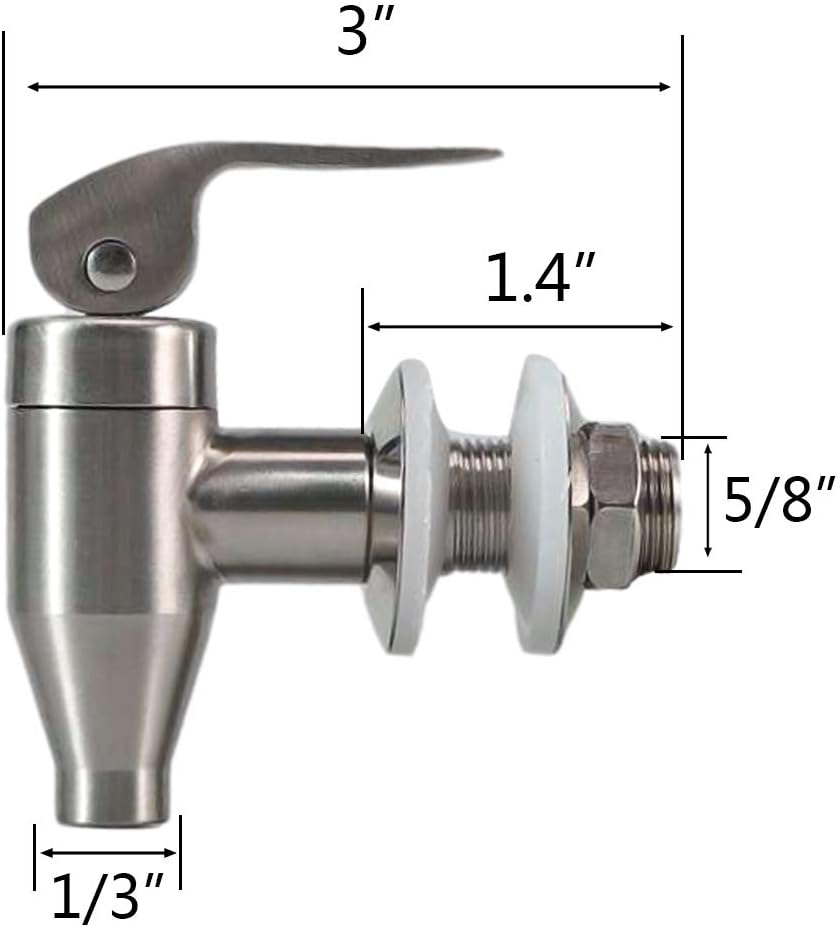 Stainless Steel Beverage Dispenser Tap Replacement Push Style Food Grade Polished Finish
