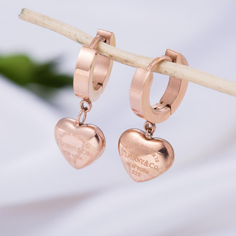 Rose Gold Geometric Titanium Steel Earrings for Women - Stylish, Simple Designs