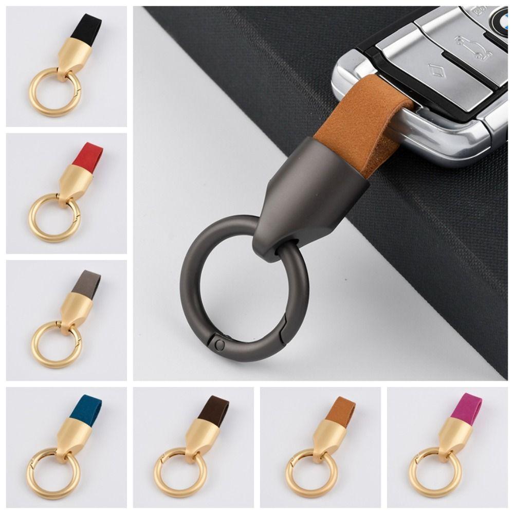 Keys Organizer Leather Key Chain Key Ring Round Buckle Simple Car Key Buckle Man