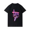 Evangelion Printed Men T Shirts Round Neck Cotton Tops Summer Anime Casual Black Tees