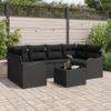 7-piece Garden Sofa Set with Black Synthetic Rattan Cushions, 2-seater Garden Sofa with Storage 3354272