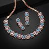 Elegant Rose Gold Plated Turquoise Zircon Necklace Set for Women