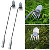 Garden Weed Puller Uprooting Weeding Tool with Long Handle High Strength Polished Surface 5 Sharp Tines Weed Remover Tool