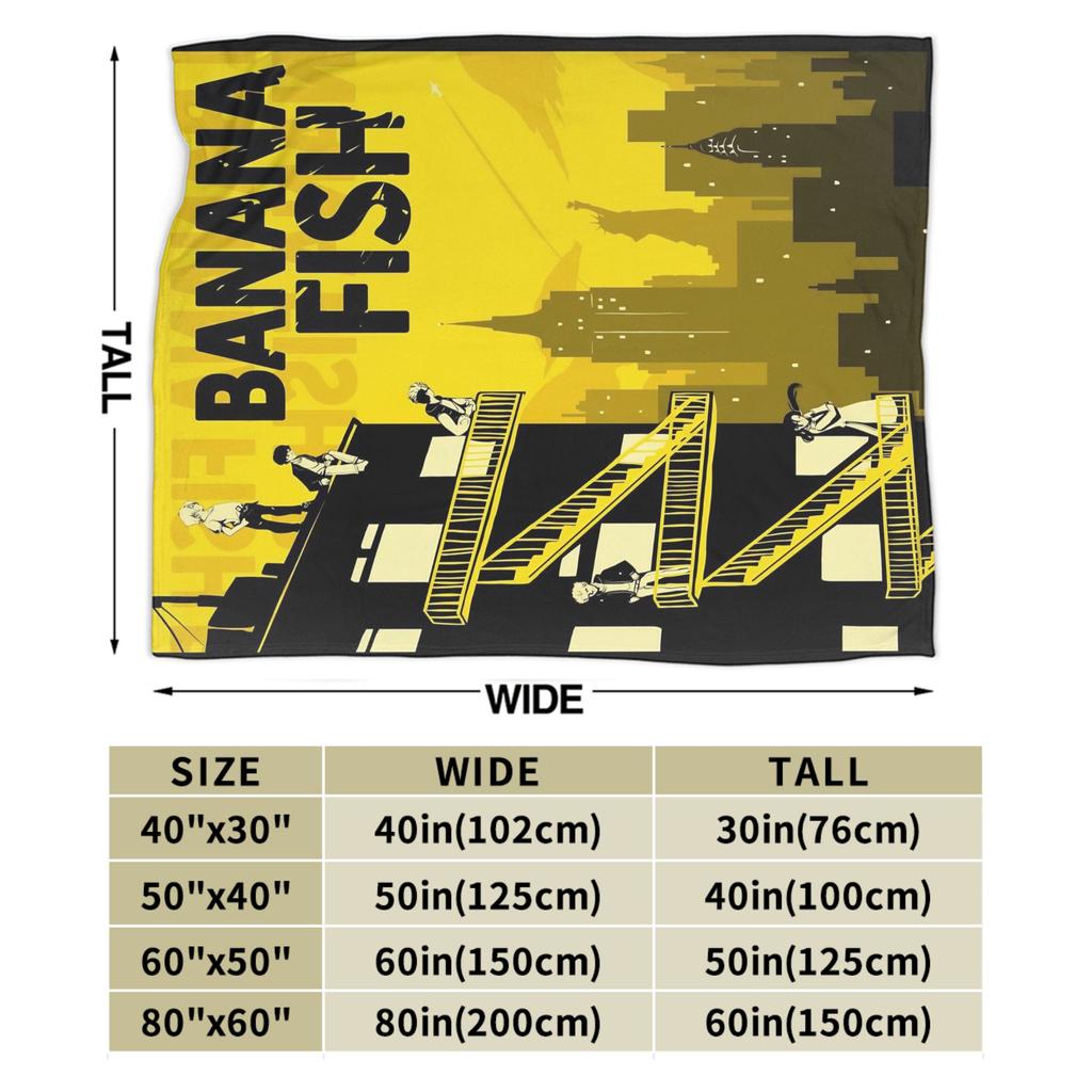 Banana Fish Anime Throw Blanket for Couch  Soft Fuzzy Plush Blanket 50x60 Inch Multiple Sizes Bedspreads for All Seasons