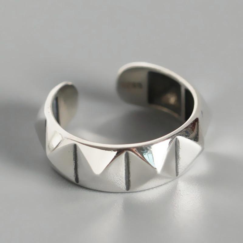 Temperament Glossy rhombus Ring Opening Ring Silver Color Ring Jewelry For Women Gifts Party