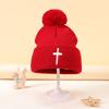 Autumn And Winter Warm Fashion Embroidered Cross Knitted Lightweight Elastic Beanie