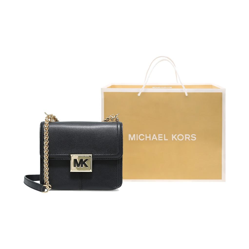 Michael Kors MK Sonia Small Chain Leather Solid Color Flap Large Logo Leather Shoulder Crossbody Bag Women bags Black 35F1G6SS5L-001
