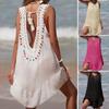 Colorful Ruffle V-Neck Crocheted Patchwork Bikini Cover-Up Skirt