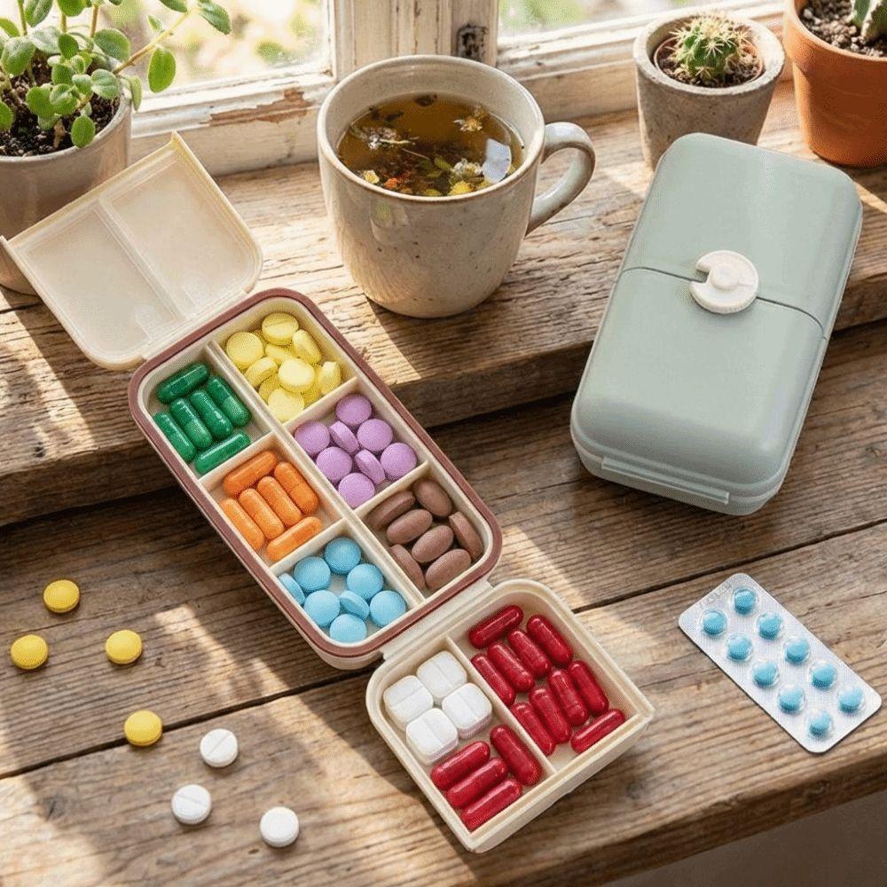 Plastic 10 Grids Pill Case Sealed Pill Dispenser Multi-functional Weekly Pill Box Travel