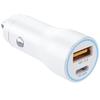 Fast Car Charger 38W Cigarette Lighter 2 Port - PD 20W + QC 3.0 Fast Charge - White