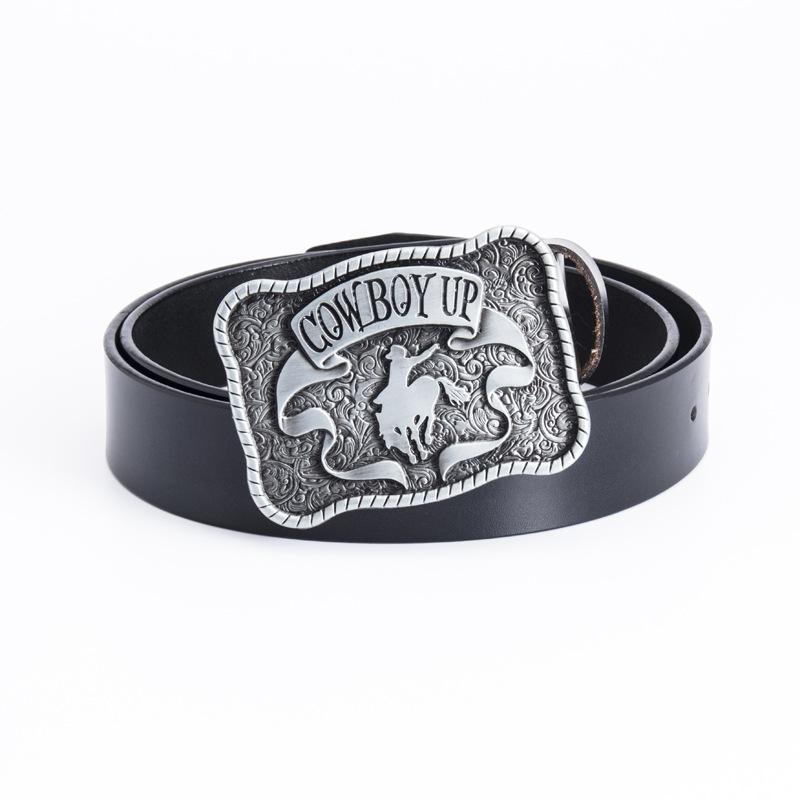 Ремень из воловьей кожи Независимая упаковка Мужской черный ремень Металлическая одежда для взрослых Аксессуары