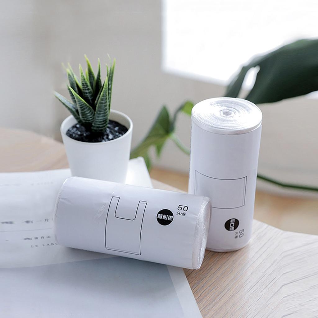 50/100pcs White Plastic Bag Supermarket Grocery Gift Shopping Bag With Handle Vest Bag Kitchen Storage Clean Garbage Bag