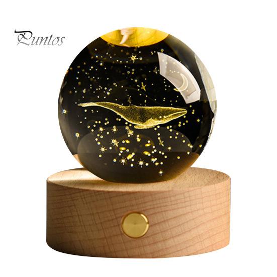 Искусственный хрустальный шар, успокаивающий космический ночник, прозрачные светящиеся звездные сферы с деревянной основой для прикроватного столика