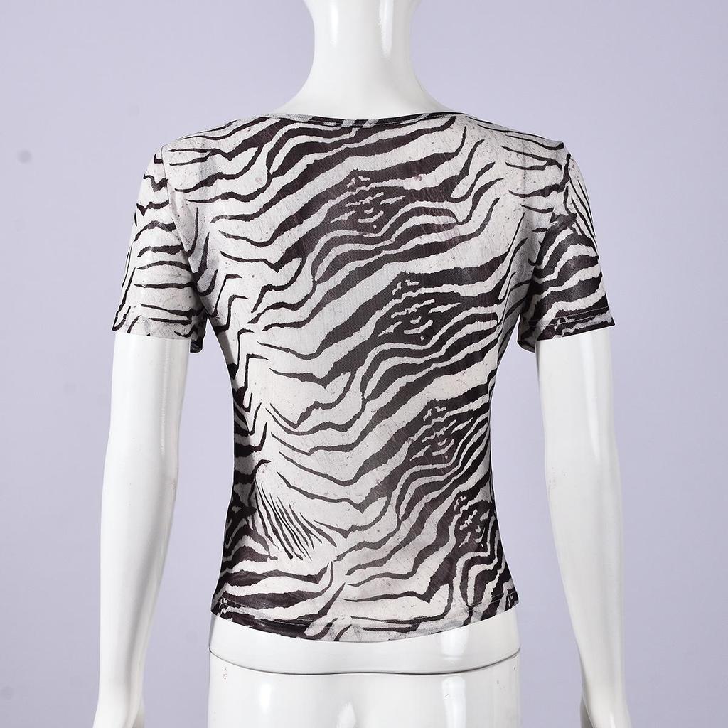 Летний бестселлер 2026: Женский топ европейского и американского стиля, облегающий, с принтом в виде сетки