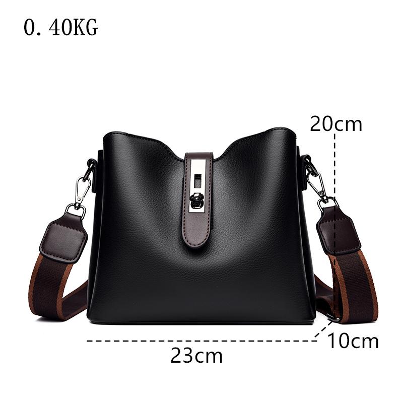 PU Leather Bucket Bag Women Large Capacity Shoulder Bags Lock Catch Crossbody Tote Handbag