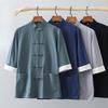 Мужской летний костюм Tang Suit, тонкая рубашка с короткими рукавами в китайском стиле в стиле ретро с китайскими пуговицами и дисками, хлопковая рубашка с короткими рукавами