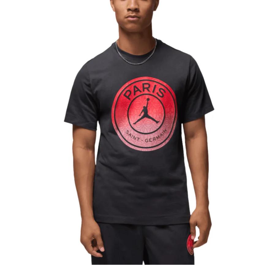 Jordan X PSG Collaboration FW24 M J Logo Print Outdoor Casual Sports Crew Neck Short Sleeve T-Shirt Unisex T-Shirt Black FV7728-045