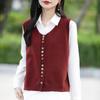 Женский вязаный жилет-кардиган с круглым вырезом и разноцветными пуговицами - Свободный свитер без рукавов для многослойности