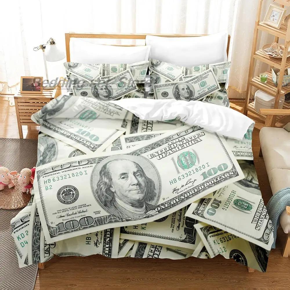 Коллекция постельного белья Dollar Односпальный Полуторный Двуспальный Queen King Размерная сетка кроватей Взрослая Детская Спальня Пододеяльники Коллекции 3D Печать Деньги Комплект постельного белья