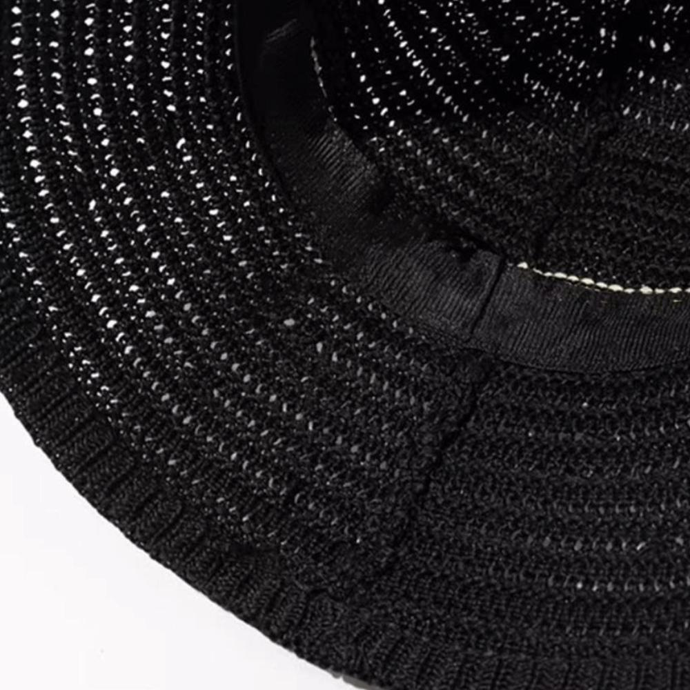 Flat Brim Wide Brim Bucket Hat Contrast Stripes Sun Hat New Hollow Straw Cap Beach Vacation