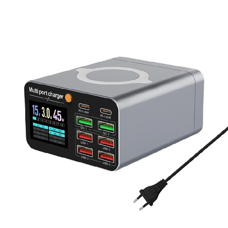 80 Вт Многофункциональная Быстрая Беспроводная Зарядная Станция USB Type C Светодиодный Дисплей Зарядный Адаптер для Дома Офиса Путешествий