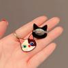 1Pc Corsage Exquisite Sweater Pin Petite Acrylic Cartoon Colorful Cat Brooch Diamond Inlaid