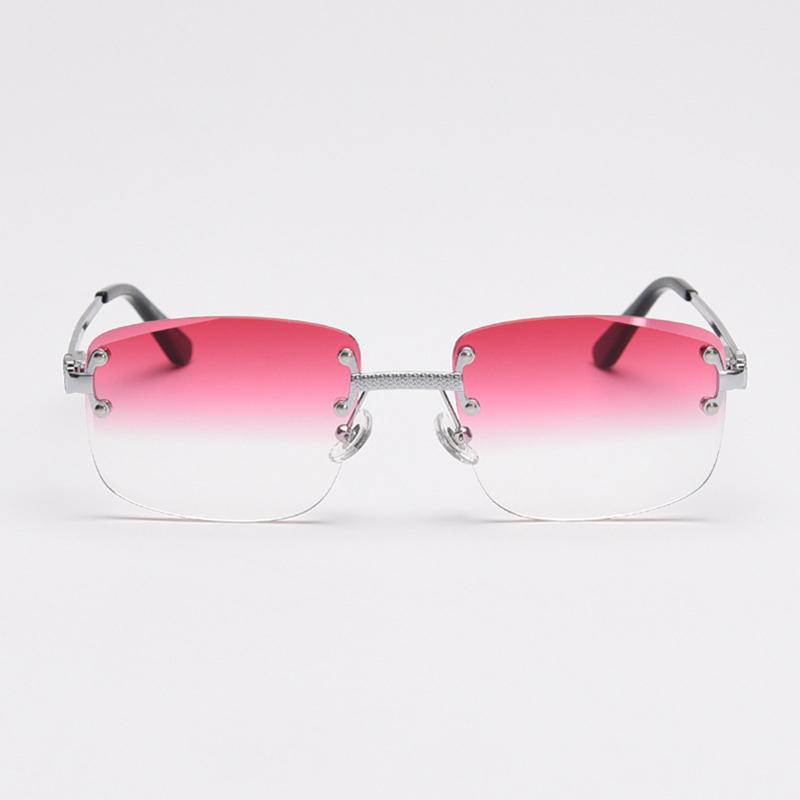 Rectangular Sun Glasses 90s Classic Fashion Summer Street Shot Decoration Luxury Metal square Frameless Sunglasses